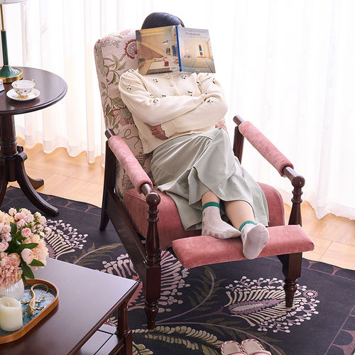 美式实木可调节功能单人休闲沙发