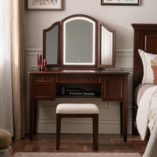 和年美家卧室家具美式简约全实木小化妆台化妆桌小户型折叠梳妆台