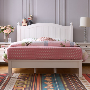 和年美家美式 儿童实木床 全实木家具1.35m小床小女孩圆柱床小户型