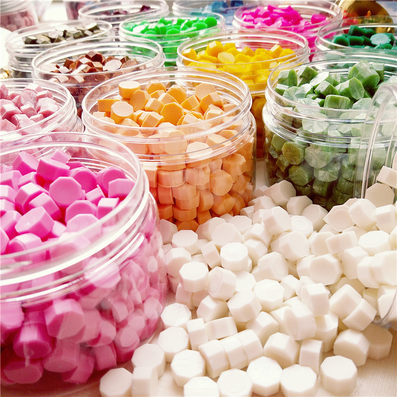 礼盒装 糖果色火漆蜡粒 火漆粒 瓶装蜡粒150颗 蓝绿粉白金属分装