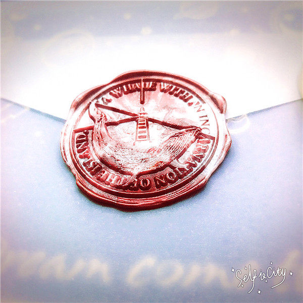 化身孤岛的鲸鱼 孤岛鲸 灯塔鲸鱼 复古火漆印章 手账封口信件印章