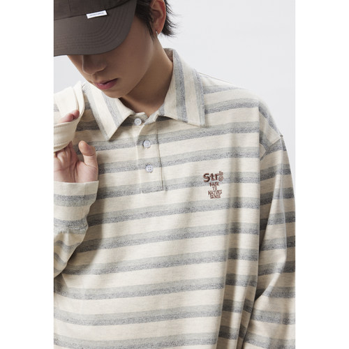 STRIIS在雾中条纹长袖POLO