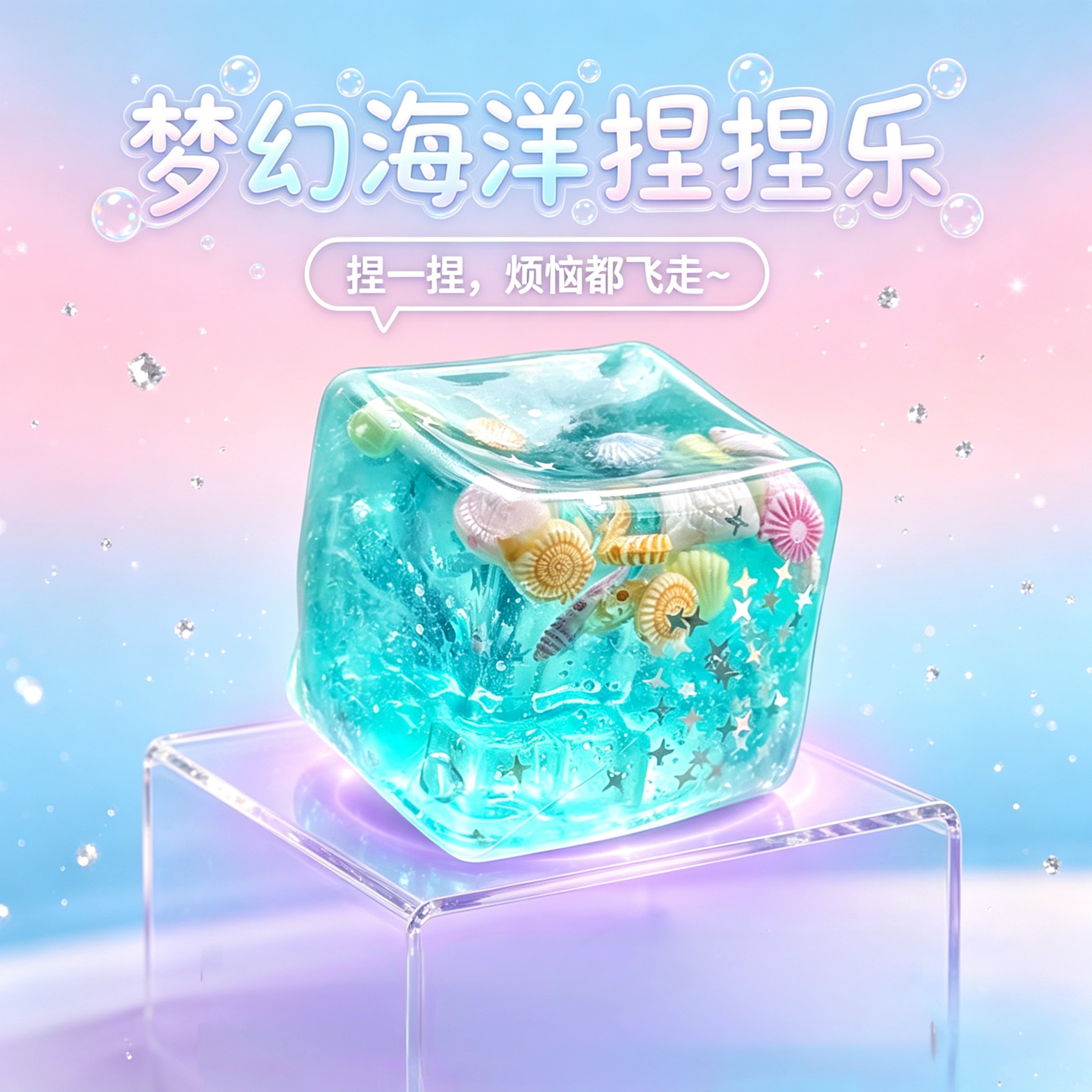 麦芽糖海岛捏捏乐卡通立体魔方星星方块摆件仿真解压神器治愈款
