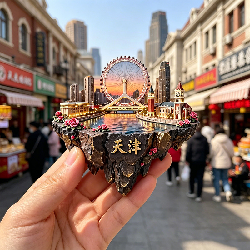 【天津冰箱贴】3D立体金属冰箱贴景点装饰加强磁力文创纪念品