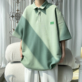 2023夏季重磅高克针织提花ins盐系男士短袖T恤POLO衫T9907-P45，男装Polo衫，电商A006