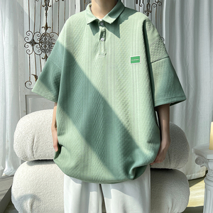 2023夏季重磅高克针织提花ins盐系男士短袖T恤POLO衫 T9907-P45图片