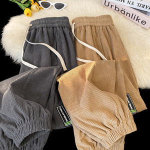 2025春装新款立体剪裁男士休闲裤时尚贴标灯芯绒束脚裤 K6697-P45，男装休闲裤，电商A006