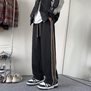 2025春装新款时尚阔腿裤直筒裤织带提花男士休闲裤 K6696-P45，男装休闲裤，电商A006