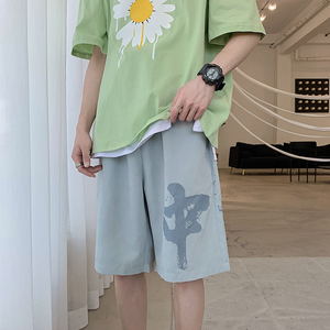 2022夏装文字印花男士五分裤休闲短裤中裤 K972-P30 控48元图片