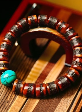 藏式牦牛骨老灵骨嘎嘎手串手链饰品文玩民族风男女款桶珠国风手串