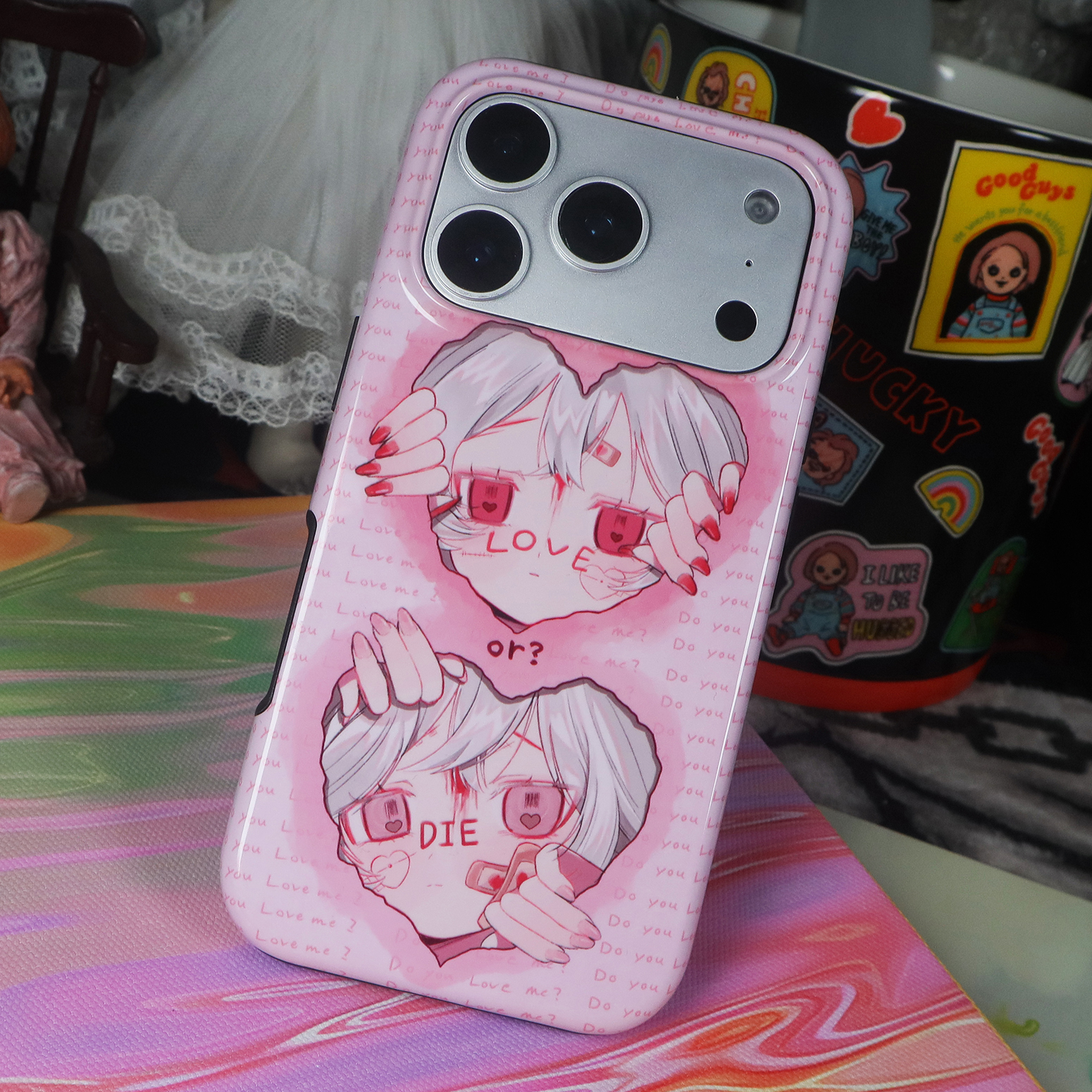 小众设计loveordie全包边手机壳