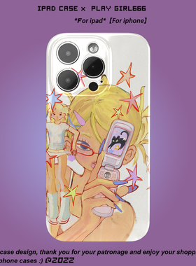PlayGir复古甜妹Y2k千禧手机壳适用iPhone15苹果17promax保护套16pro原宿14新款11小米13全包菲林软硬壳定制
