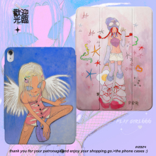 PlayGirll复古美式y2k适用磁吸可拆分Y折2024款ipadpro保护套亚克力air6/5壳苹果平板ipad10代带笔槽华为小米