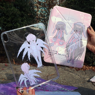 PlayGirll亚文化病娇少女适用苹果iPad保护壳air6滑轨拆分mini7套pro11新款 2024亚克力Y折旋转10代华为小米