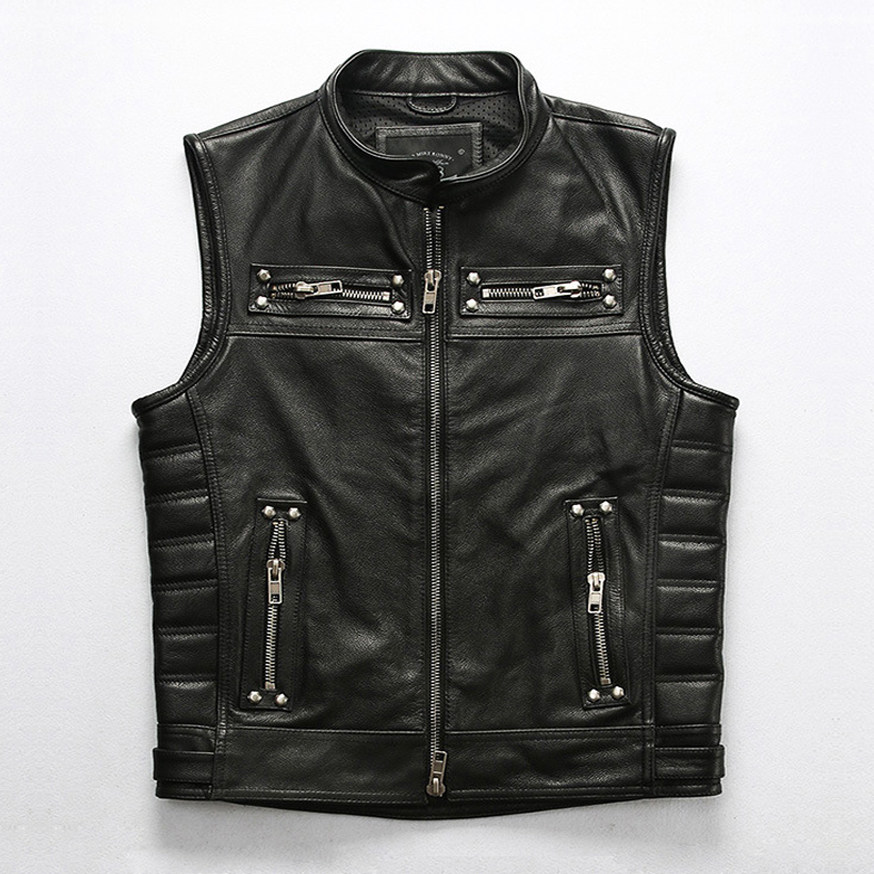 混乱之子摩托骑行机车真皮马甲男立领修身头层牛皮背心做旧摇滚潮,男装,常规马甲,淘宝优惠券,粉丝福利购,淘宝优惠卷