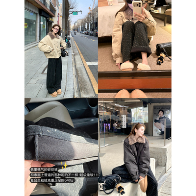 韩味碎花540g奥粒绒加绒长裤