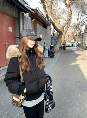 Ashy Snow 挪威雪岛 美式收腰短款毛领90白鸭绒羽绒服新加色