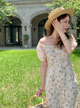 Ashy Snow【福利折扣现货】花园茶歇法式一字肩黄玫瑰/黑色连衣裙