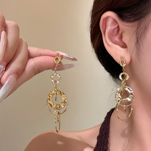 千亿少女#几何镂空圆形缠绕吊坠耳环欧美夸张耳坠小众高级耳饰女