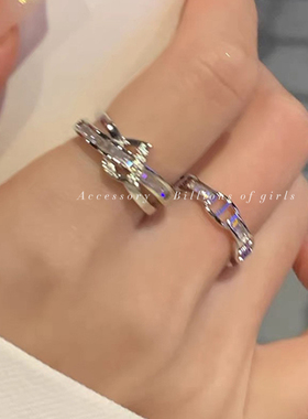 超闪爱心交叉锆石精致戒指