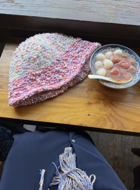 ECHOBIYA/ 鲜草莓荔枝糖水渔夫帽/纯手工编织 /发货慢