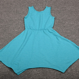 出口单夏装 连衣裙家柔顺居服 女宝中大童不规则剪裁圆领无袖