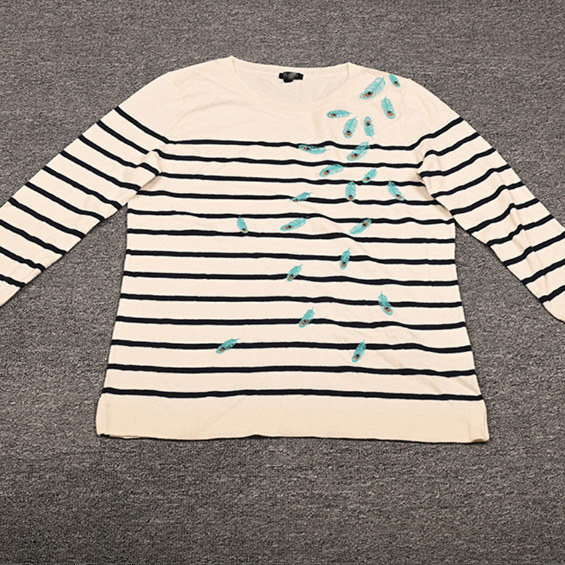 TBS条纹圆领套头针织衫毛衣T恤