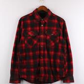 美单CPS大码 休闲百搭上衣外套 翻领格子衬衫 男装 抓绒轻便保暖长袖