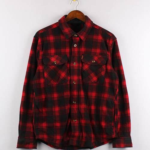 CPS大码男装抓绒厚款格子衬衫