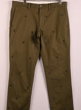 柜单码家男装中腰全棉特色满绣款通勤休闲裤长裤slim fit 28-34码