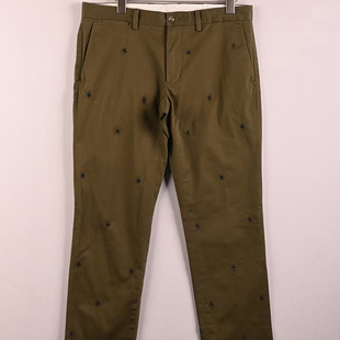 柜单码家男装中腰全棉特色满绣款通勤休闲裤长裤slim fit 28-34码