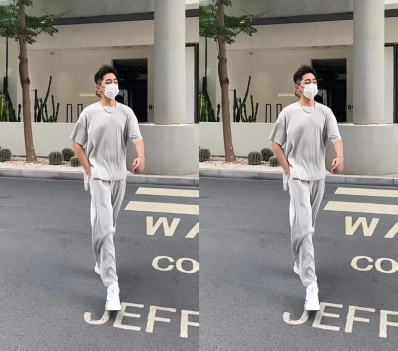 春夏季新款男士时尚潮流百搭透气纯色运动长衣长裤休闲韩版套装