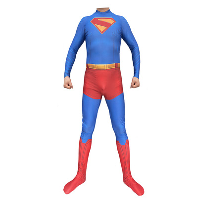 男款DC漫画正义联盟超人连体紧身衣Superman Cosplay扮演服