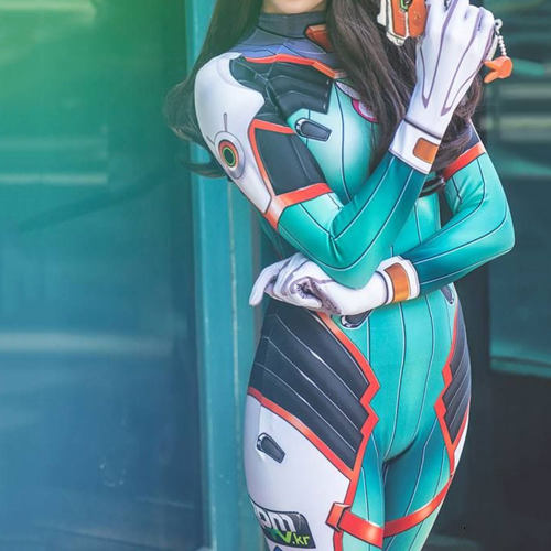 万圣节女款成人守望先锋橘子机械Dva Cosplay连体紧身衣服Zentai