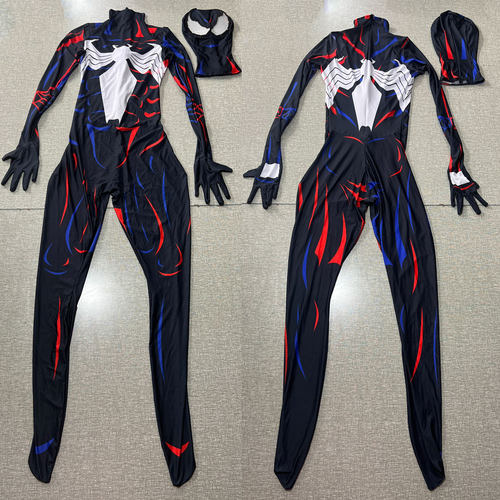 万圣节男成人毒液蜘蛛侠Spiderman连体紧身衣Symbiote Cos战衣服