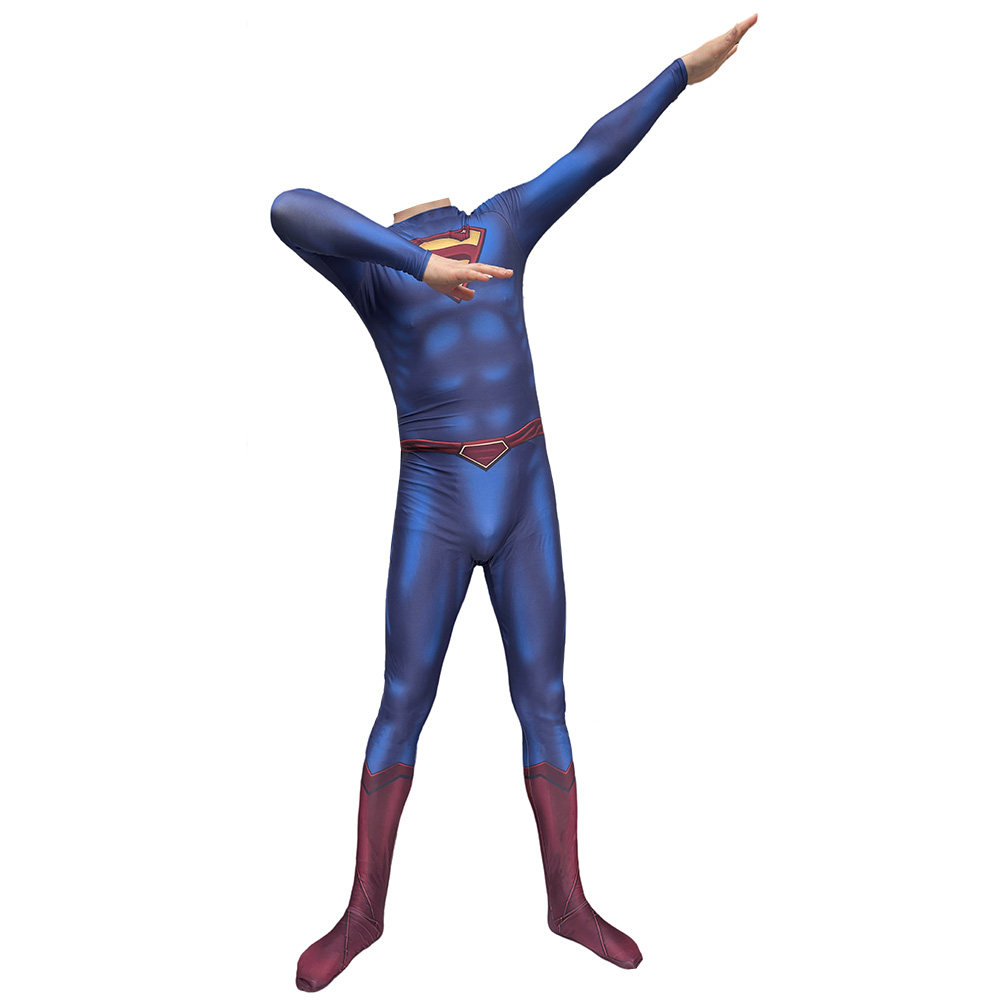 成人男款DC漫画正义联盟超人连体紧身衣Superman Cosplay扮演服
