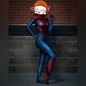 成人女款万圣节蜘蛛侠连体紧身衣Spiderman Cosplay扮演服 无头套