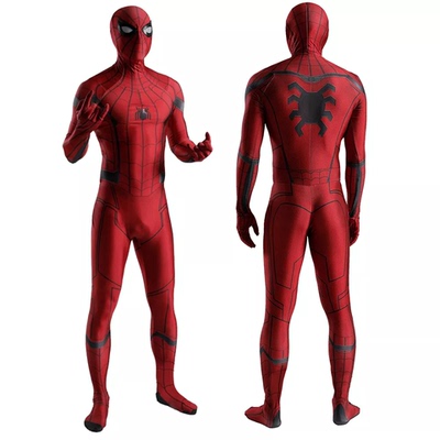 男款猩红返校季蜘蛛侠连体紧身衣Spiderman Cos战衣万圣节扮演服