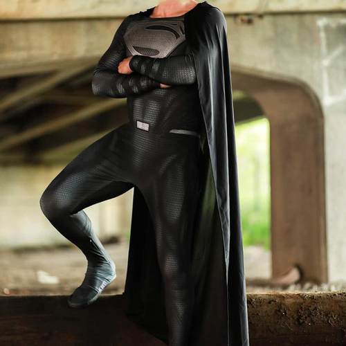 万圣节DC漫画正义联盟肌肉超人连体紧身衣Superman Cos扮演套装