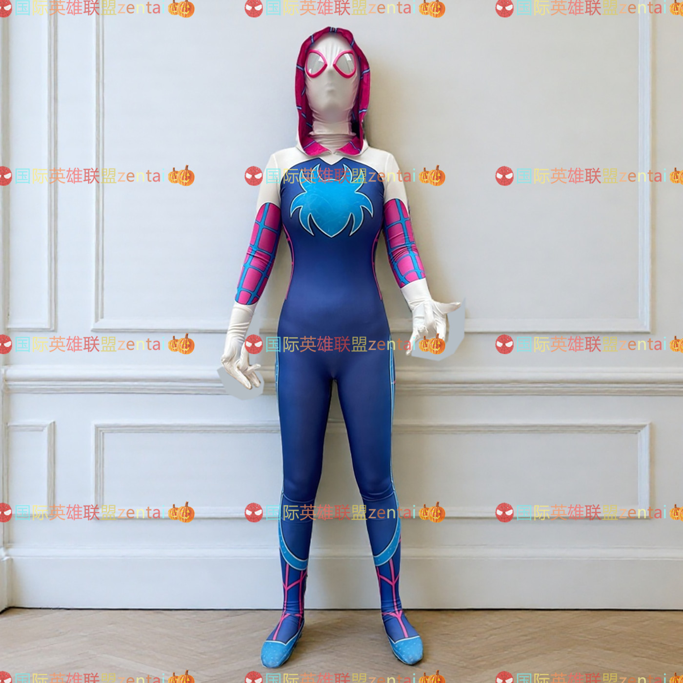 万圣节女款成人格温平行宇宙蜘蛛侠连体紧身衣Spiderman Cos衣服