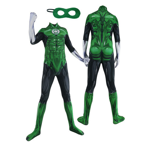 成人儿童电影肌肉绿灯侠连体紧身衣Green Lantern Cosplay Zentai