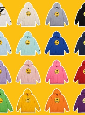 过验版drew连帽卫衣笑脸帽衫男女情侣美式潮牌纯棉外套上衣春秋冬