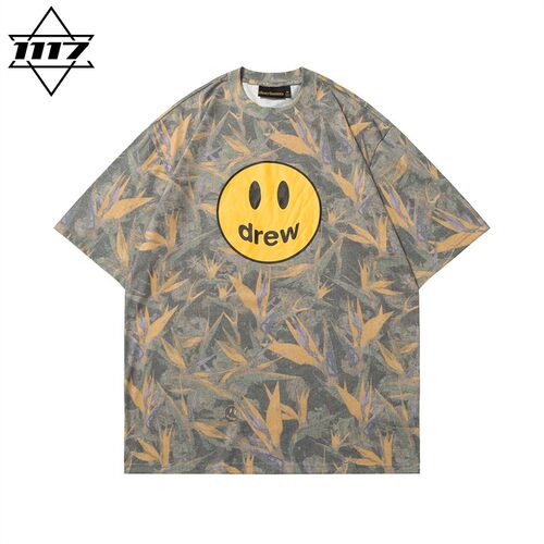 市面最顶版drew短袖迷彩笑脸t恤