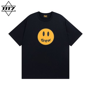 正品drew短袖黑色笑脸比伯t恤男女情侣潮牌纯棉圆领半袖上衣春夏