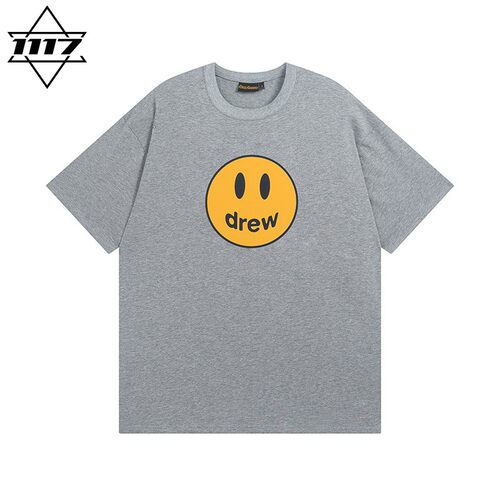 市面最顶版drew短袖灰色笑脸t恤