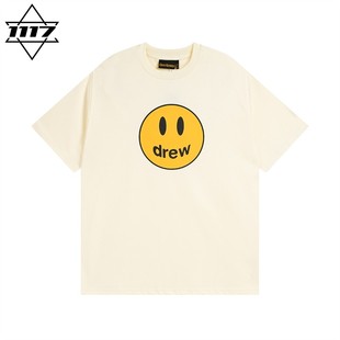 正品drew短袖奶白笑脸比伯t恤男女情侣潮牌纯棉圆领半袖上衣春夏