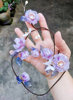 发簪高级感紫藤花流苏簪子发钗古风女孩头饰琉璃旗袍汉服配饰仙女