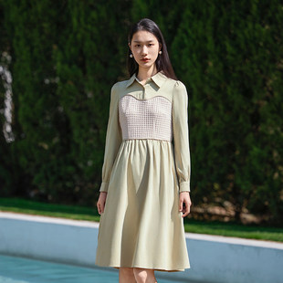 oldcolour森系衬衫连衣裙春收腰显瘦气质长袖中长裙女Q11102435