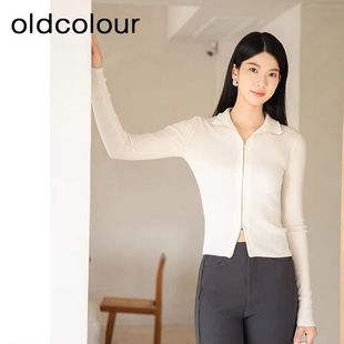 oldcolour秋季新款时尚气质通勤风修身显瘦针织开衫女BQ330509A1