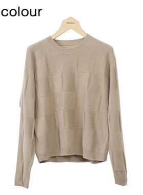 oldcolour2022冬新款蓝色气质小众宽松长袖套头针织衫女O43052354